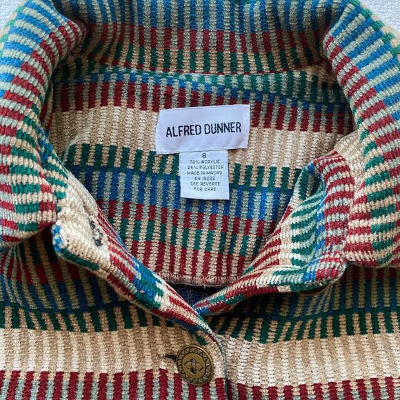 Alfred Dunner Multicolor Stripe Woven Chenille Button Up Light Jacket Retro Vntg - Picture 5 of 7